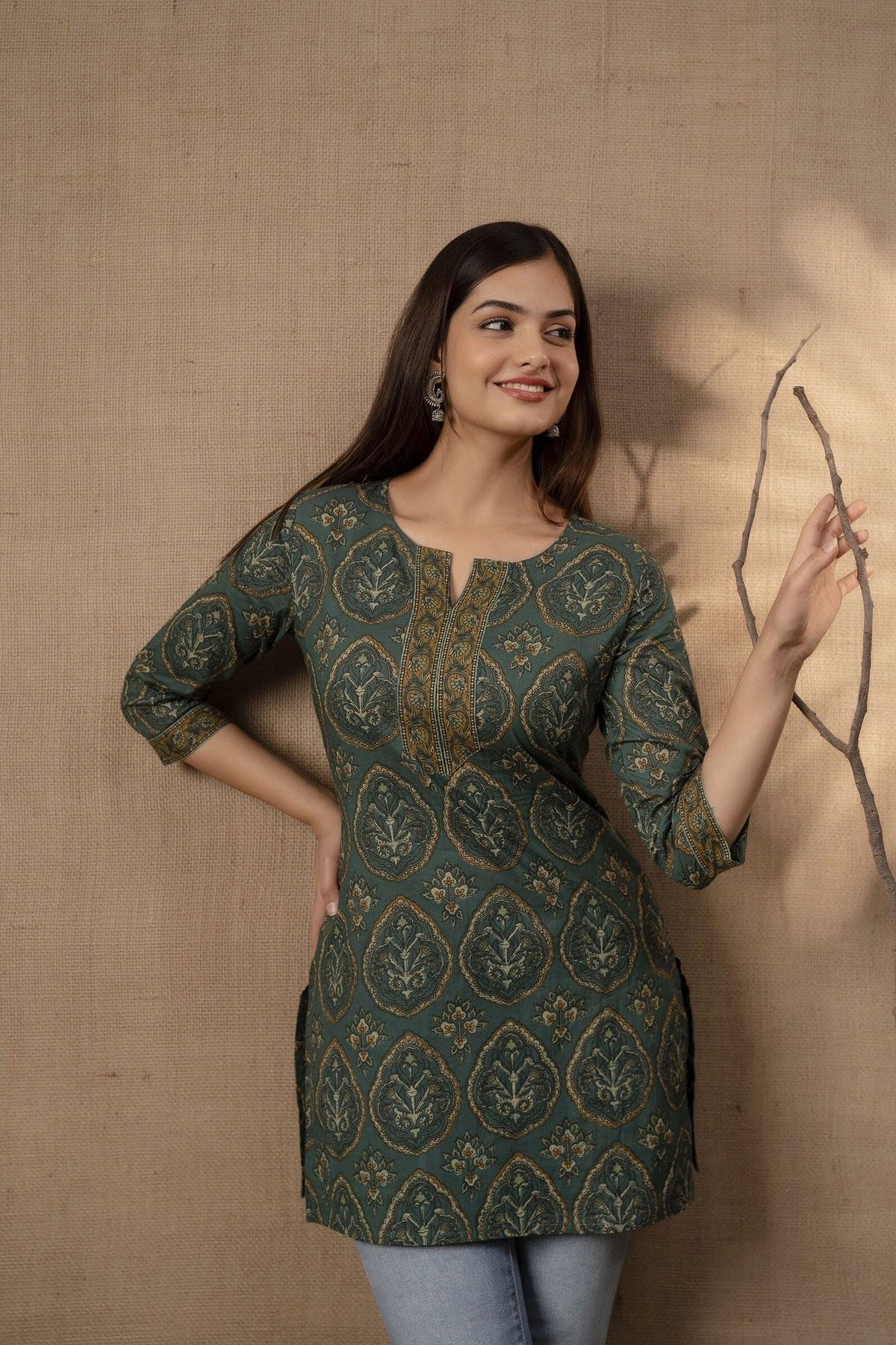 Women Printed Straight Tunic Top | Ladies Kurti Kurta Blouse T-shirt | Ethnic Traditional Ready to Wear