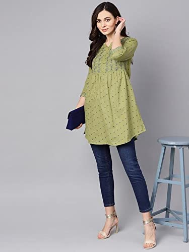 Women Embriodered Printed A-Line Top | Ladies Kurti Kurta Ethnic Tunic Shirt | Ready to Wear for Casual Formal Look