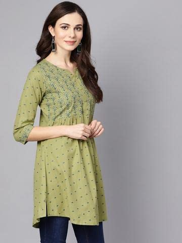Women Embriodered Printed A-Line Top | Ladies Kurti Kurta Ethnic Tunic Shirt | Ready to Wear for Casual Formal Look