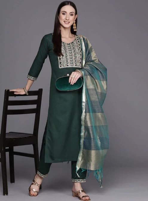 Women Cotton Kurta Palazzo Set with Dupatta | Ladies Top Kurti Kameez with Bottom Pant | Traditional Ready to Wear Dress