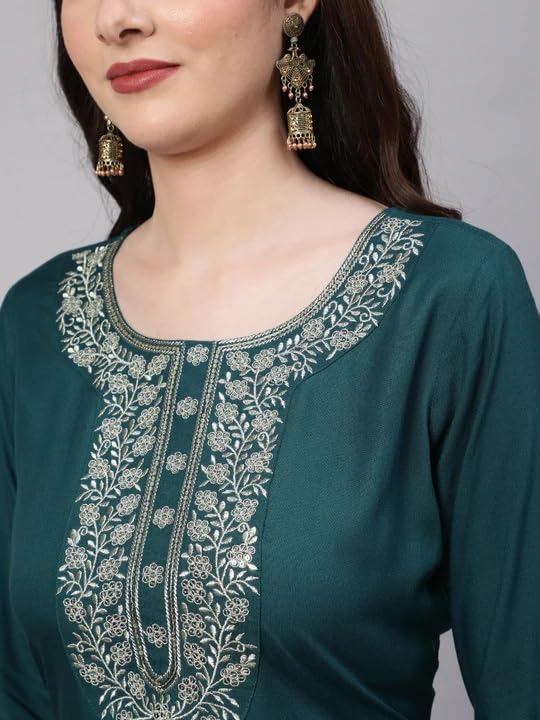Women Kurta with Dupatta and Palazzo Set | Ladies Top Kurti Kameez Salwar Suit Bottom Pant | Ethnic Indian Pakistani Party Dress | Festive Traditional Ready to Wear