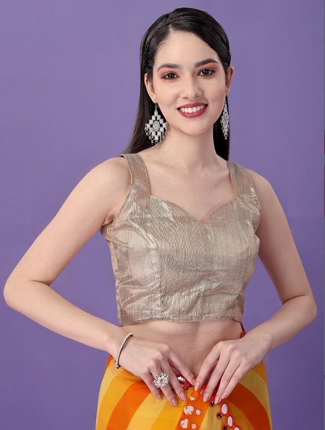 Ready to Wear Georgette Saree with Unstitched Blouse Piece | Women Traditional Wedding Festival Party Dress