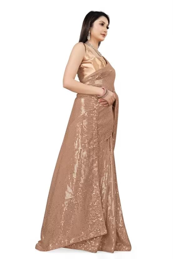 Women Georgette Saree with Unstitched Blouse Piece | Ladies Traditional Wedding Festival Dress