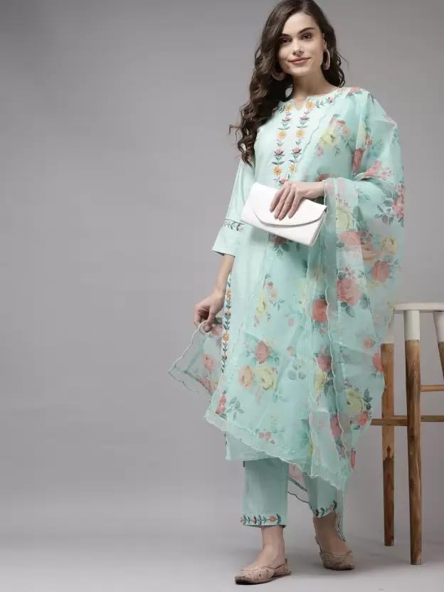 Women Kurta Palazzo Set with Dupatta | Ladies Top Kurti Kameez with Bottom Pant | Traditional Festive Party Dress Ready to Wear