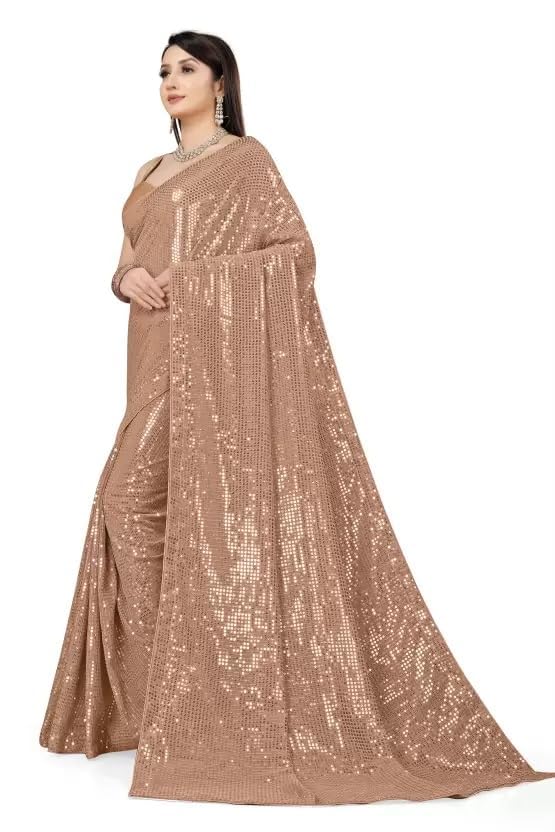 Women Georgette Saree with Unstitched Blouse Piece | Ladies Traditional Wedding Festival Dress