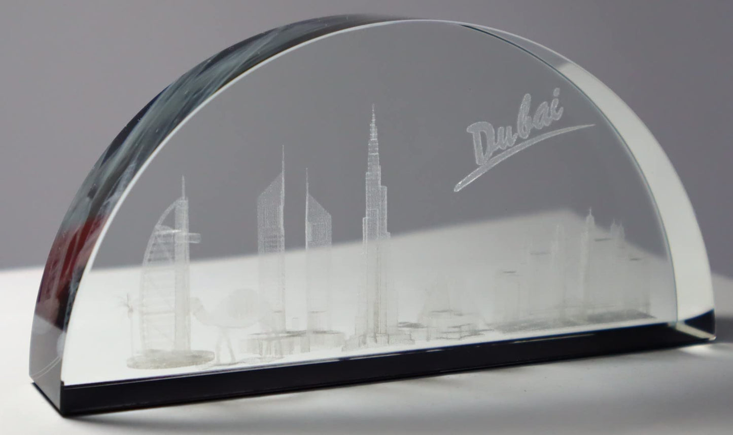 Crystal Glass 3D Model Paperweight Laser Engraving Figurines Dubai Souvenirs Table Decorations Gift Packing (White_1)