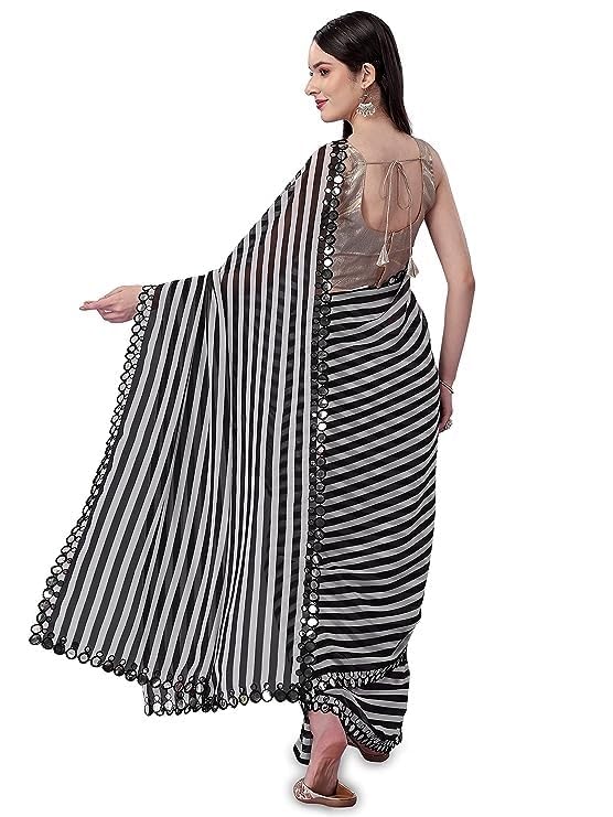 Women Georgette Saree with Unstitched Blouse Piece | Multicolor Traditional Wedding Festival Dress