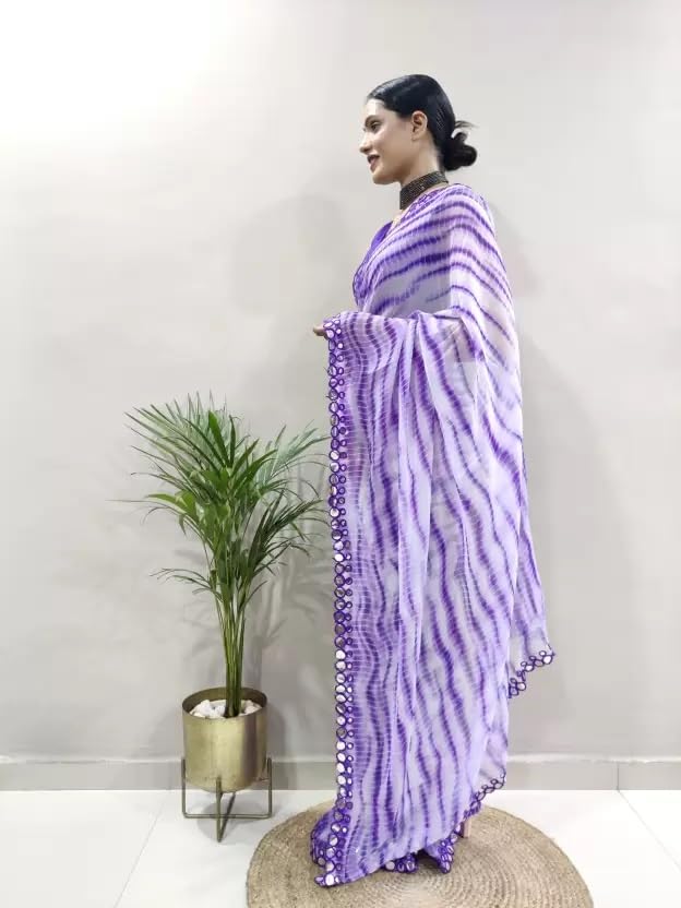 Ready to Wear Georgette Saree with Unstitched Blouse Piece | Women Traditional Wedding Festival Party Dress