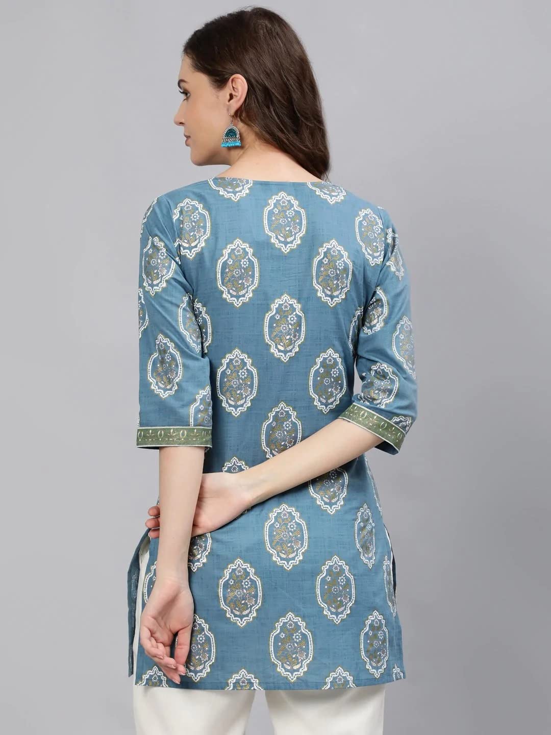 Women Printed Straight Kurti | Ladies Kurta Blouse T-shirt Tunic Top | Ethnic Traditional Ready to Wear