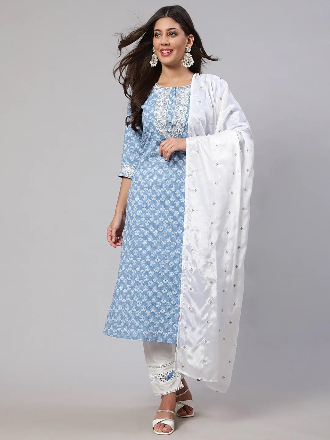 Women Kurta Palazzo Set with Dupatta | Ladies Top Kurti Kameez with Bottom Pant | Traditional Festive Party Dress Ready to Wear