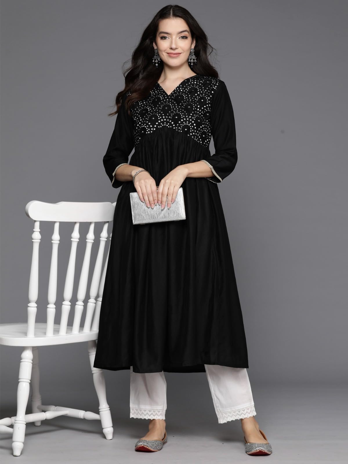 Women Anarkali Flared Kurta | Ladies Top Kurti Kameez Ready to Wear | Ethnic Indian Pakistani Party Dress | Traditional Festival Party Wear
