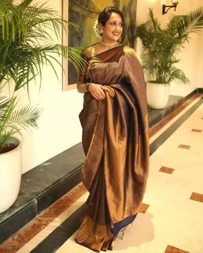 Women Silk Blend Saree with Unstitched Blouse Piece | Ladies Traditional Wedding Festival Party Dress