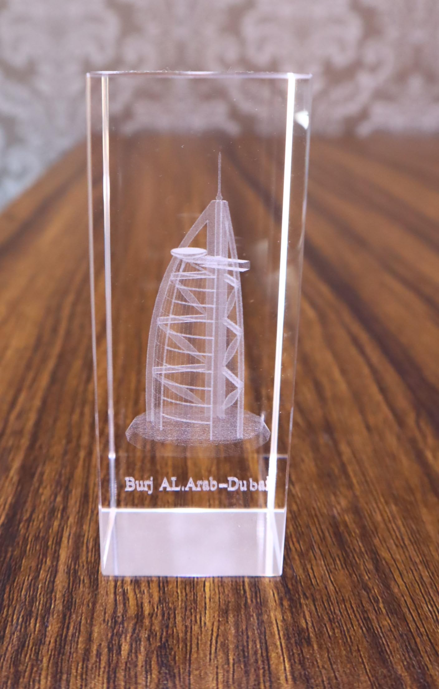 Crystal Glass Paperweight Dubai Abu Dhabi Engraved Souvenirs 3D Model | Office Home Decoration Figurines Art & Collectible with Gift Packing (Burj_Khalifa_2in1)