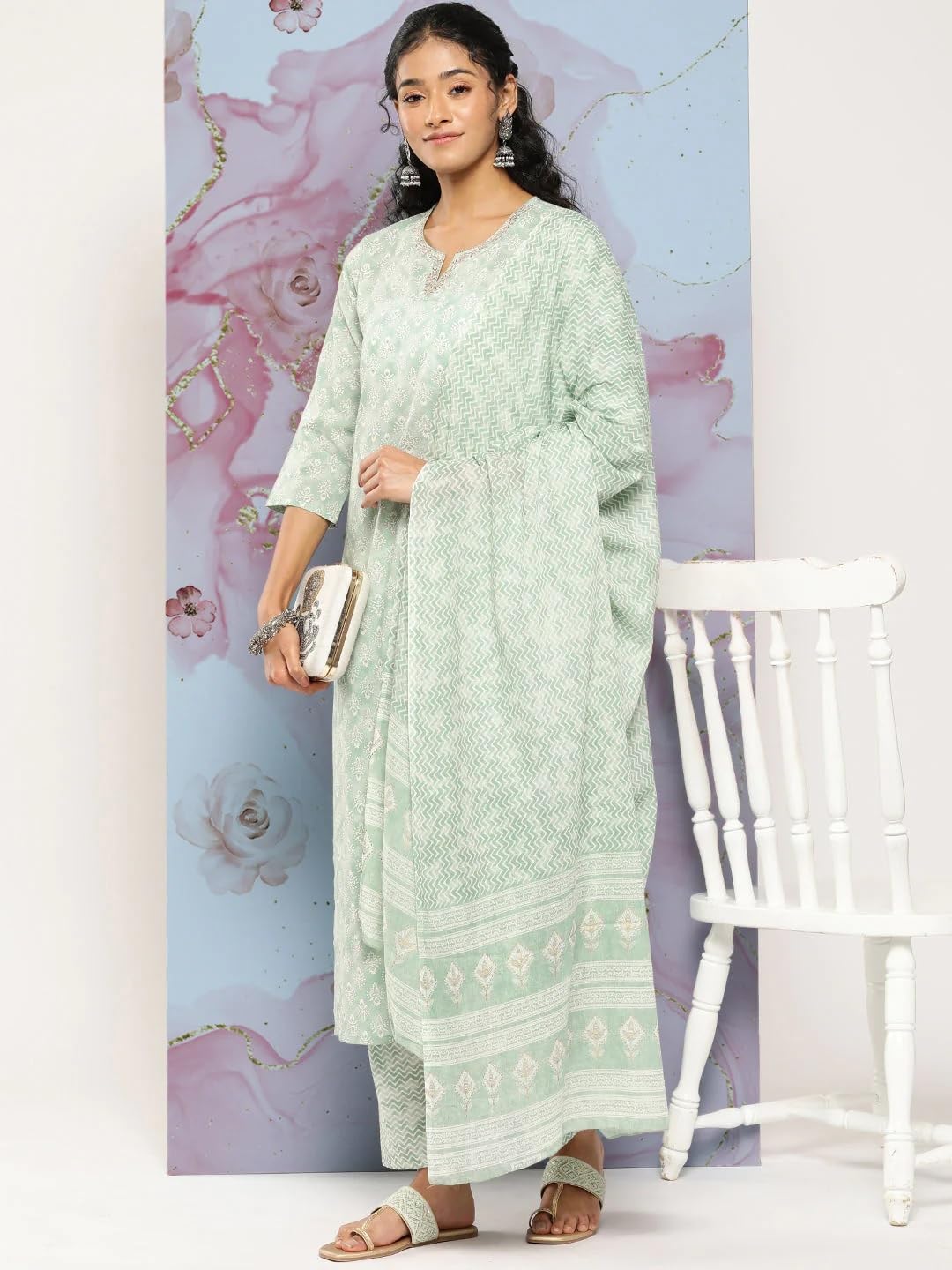 Women Kurta with Dupatta and Palazzo Set | Ladies Top Kurti Kameez Salwar Suit Bottom Pant | Ethnic Indian Pakistani Party Dress | Festive Traditional Ready to Wear