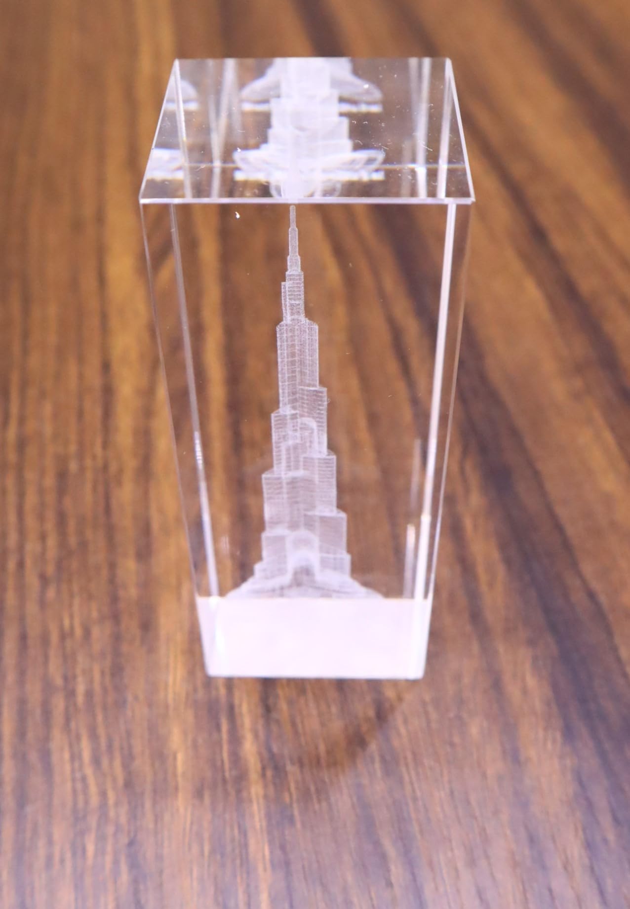 Crystal Glass Paperweight Dubai Abu Dhabi Engraved Souvenirs 3D Model | Office Home Decoration Figurines Art & Collectible with Gift Packing (Burj_Khalifa_2in1)
