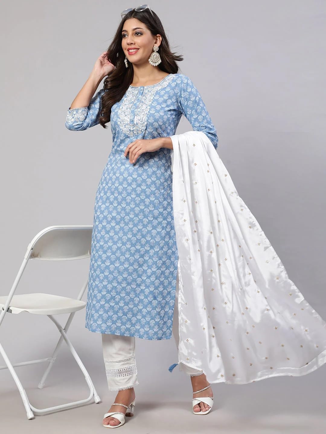 Women Kurta Palazzo Set with Dupatta | Ladies Top Kurti Kameez with Bottom Pant | Traditional Festive Party Dress Ready to Wear