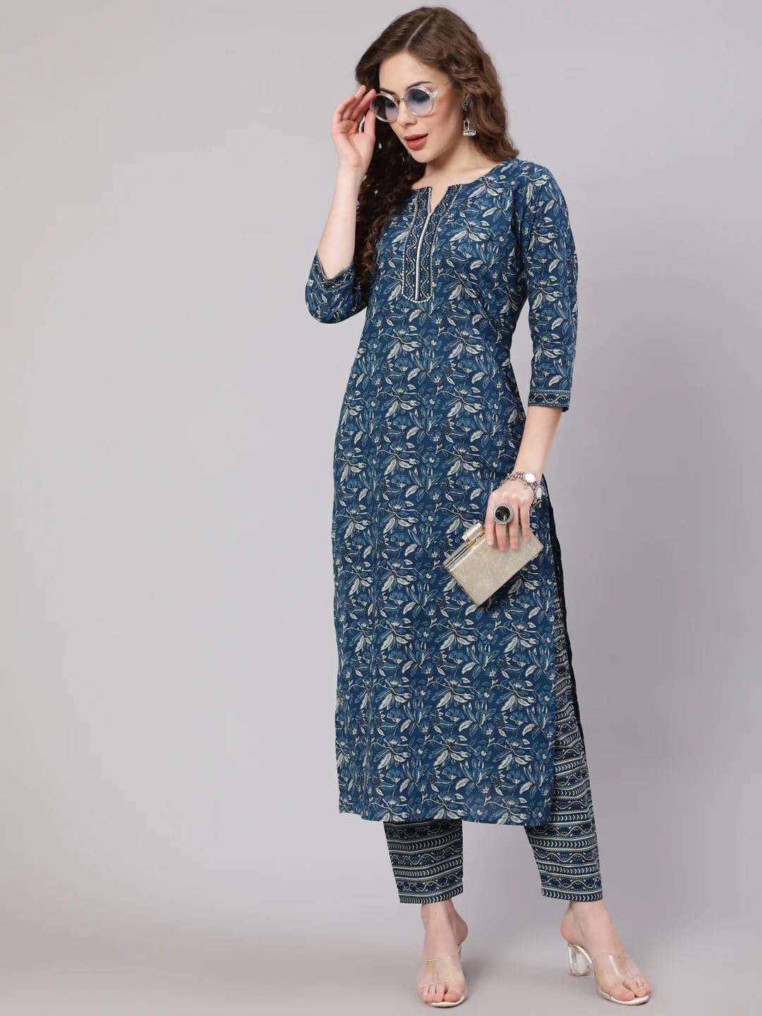 Women Kurta with Palazzo Set | Ladies Kurti Top Kameez Salwar Suit Bottom Pant | Ethnic Indian Pakistani Party Dress | Traditional Festival Ready to Wear