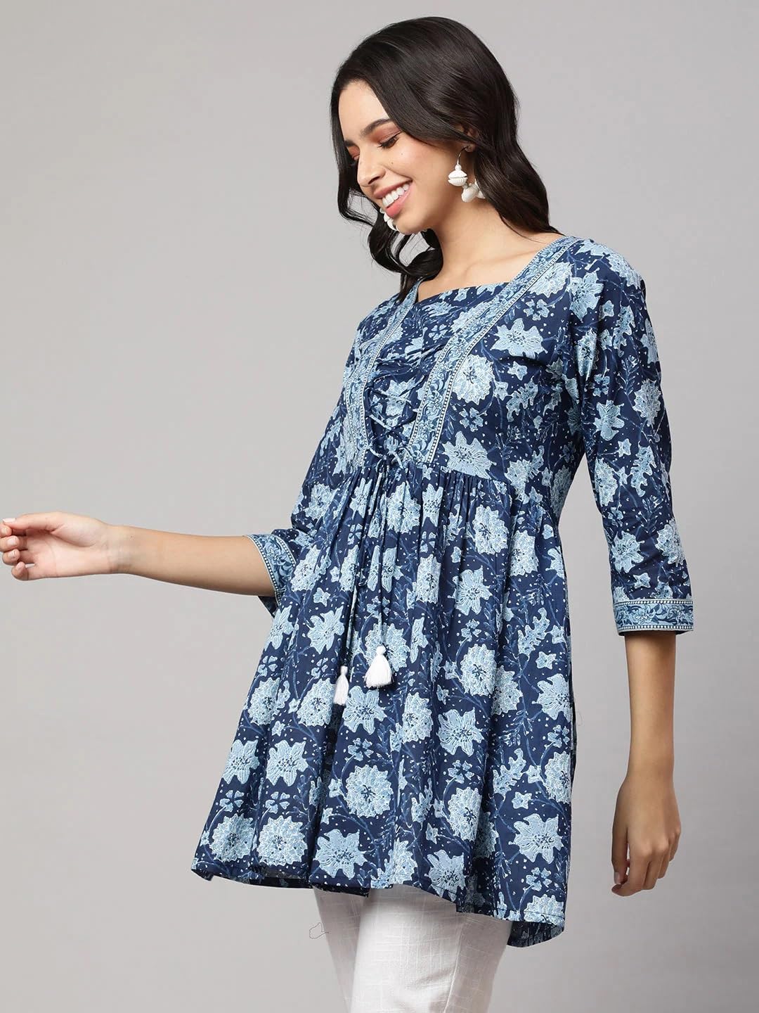 Women Embriodered Printed A-Line Top | Ladies Kurti Kurta Ethnic Tunic Shirt | Ready to Wear for Casual Formal Look