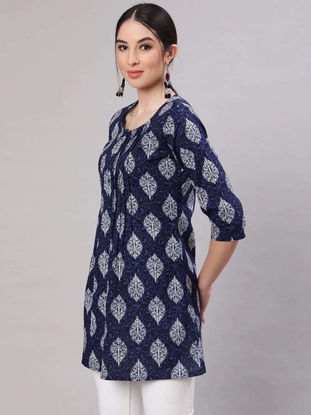 Women Printed Straight Tunic Top | Ladies Kurti Kurta Blouse T-shirt | Ethnic Traditional Ready to Wear