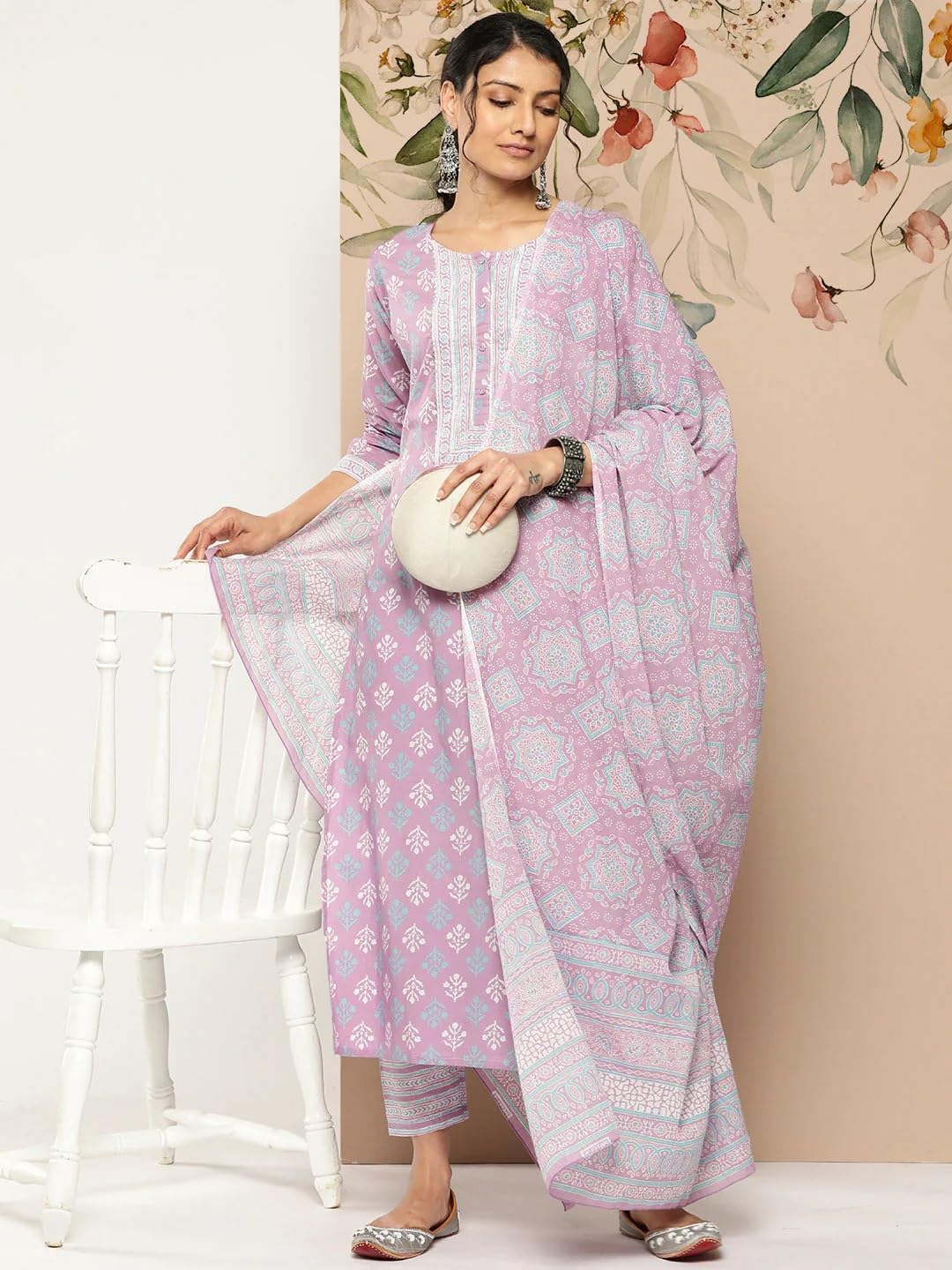 Women Kurta with Dupatta and Palazzo Set | Ladies Top Kurti Kameez Salwar Suit Bottom Pant | Ethnic Indian Pakistani Party Dress | Festive Traditional Ready to Wear