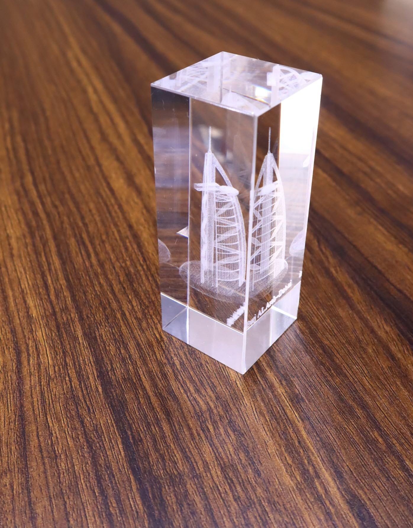 Crystal Glass Paperweight Dubai Abu Dhabi Engraved Souvenirs 3D Model | Office Home Decoration Figurines Art & Collectible with Gift Packing (Burj_Khalifa_2in1)