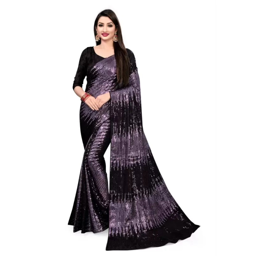 Women Georgette Saree with Unstitched Blouse Piece | Ladies Traditional Wedding Festival Party Dress