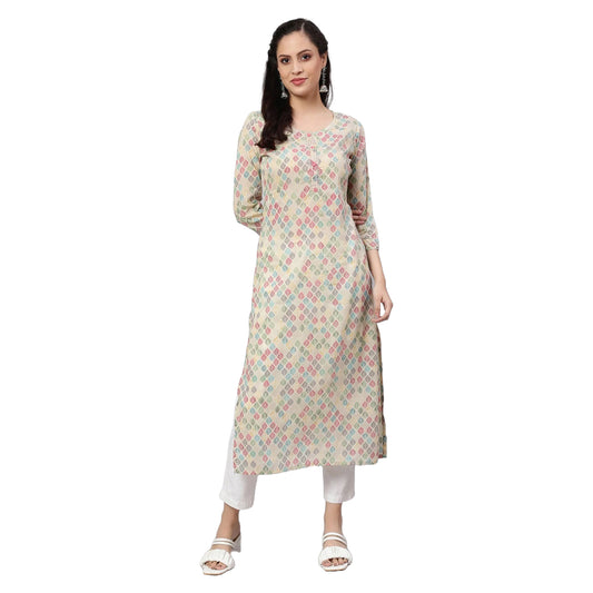 Women Straight Printed Kurta | Ladies Kurti Kameez Top Ethnic Ready to Wear | Suits for Casual Formal Traditional Wear