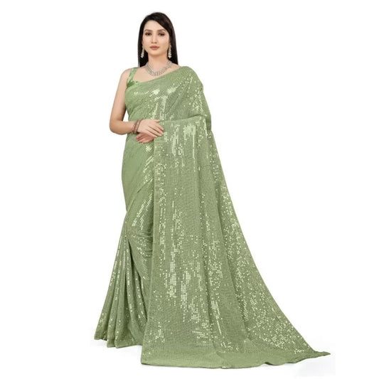 Women Georgette Saree with Unstitched Blouse Piece | Ladies Traditional Wedding Festival Dress