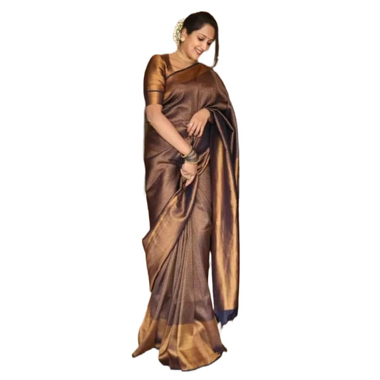 Women Silk Blend Saree with Unstitched Blouse Piece | Ladies Traditional Wedding Festival Party Dress