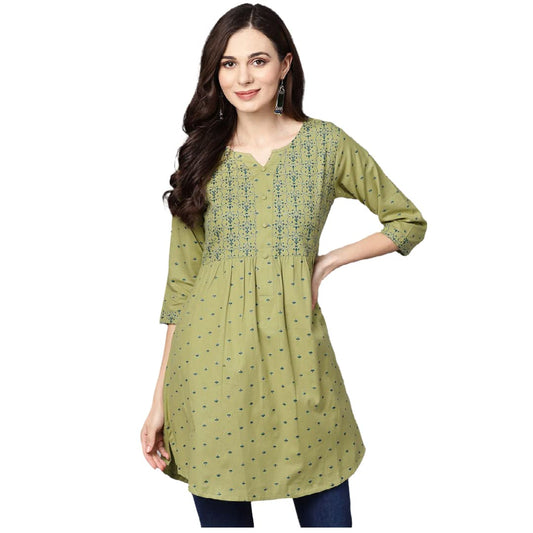 Women Embriodered Printed A-Line Top | Ladies Kurti Kurta Ethnic Tunic Shirt | Ready to Wear for Casual Formal Look