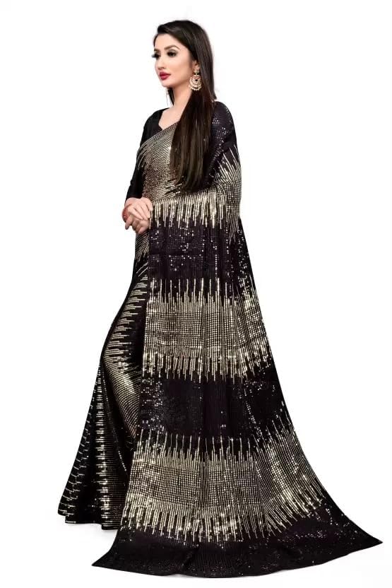 Women Georgette Saree with Unstitched Blouse Piece | Ladies Traditional Wedding Festival Party Dress