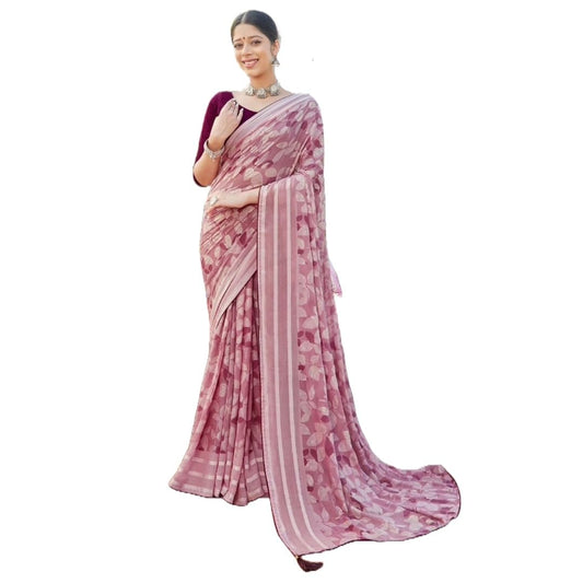 Women Chiffon Saree with Unstitched Blouse Piece | Ladies Traditional Wedding Festival Party Dress