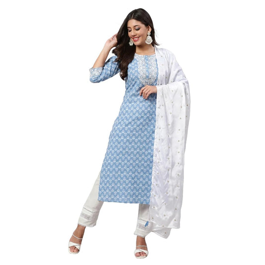 Women Kurta Palazzo Set with Dupatta | Ladies Top Kurti Kameez with Bottom Pant | Traditional Festive Party Dress Ready to Wear