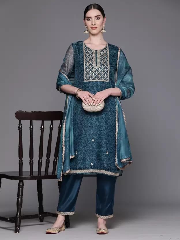 Women Kurta Palazzo Set with Dupatta | Ladies Top Kurti Kameez with Bottom Pant | Traditional Festive Party Dress Ready to Wear