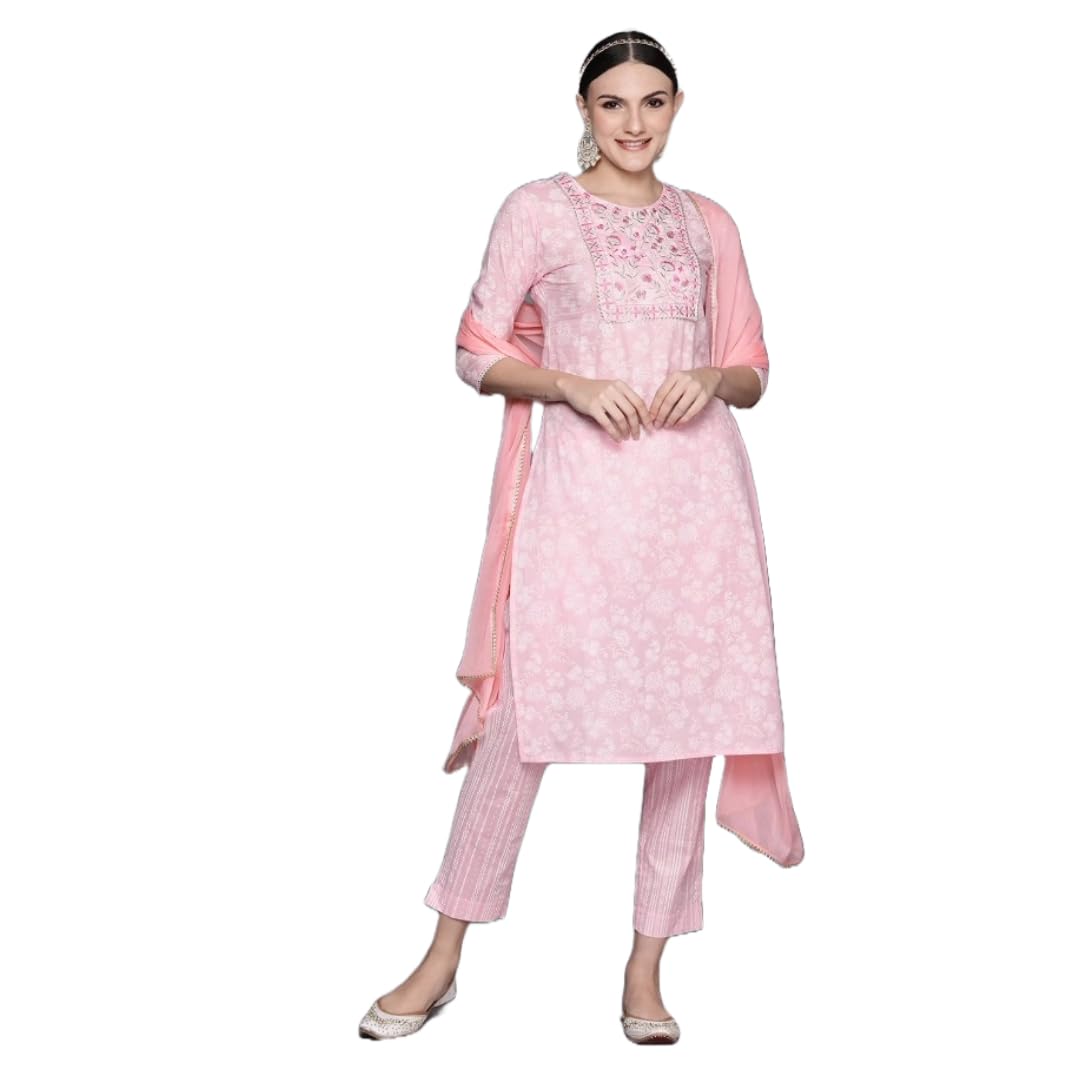 Women Cotton Kurta Palazzo Set with Dupatta | Ladies Top Kurti Kameez with Bottom Pant | Traditional Ready to Wear Dress