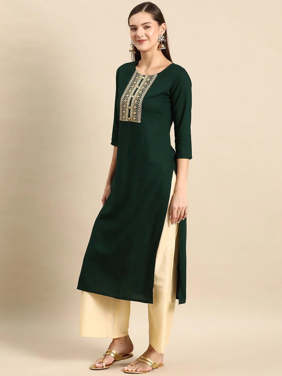 Women Straight Embroidered Kurta | Ladies Kurti Kameez Top Ethnic Ready to Wear | Suits for Casual Formal Traditional Wear