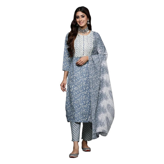 Women Cotton Kurta Palazzo Set with Dupatta | Ladies Top Kurti Kameez with Bottom Pant | Traditional Ready to Wear Dress