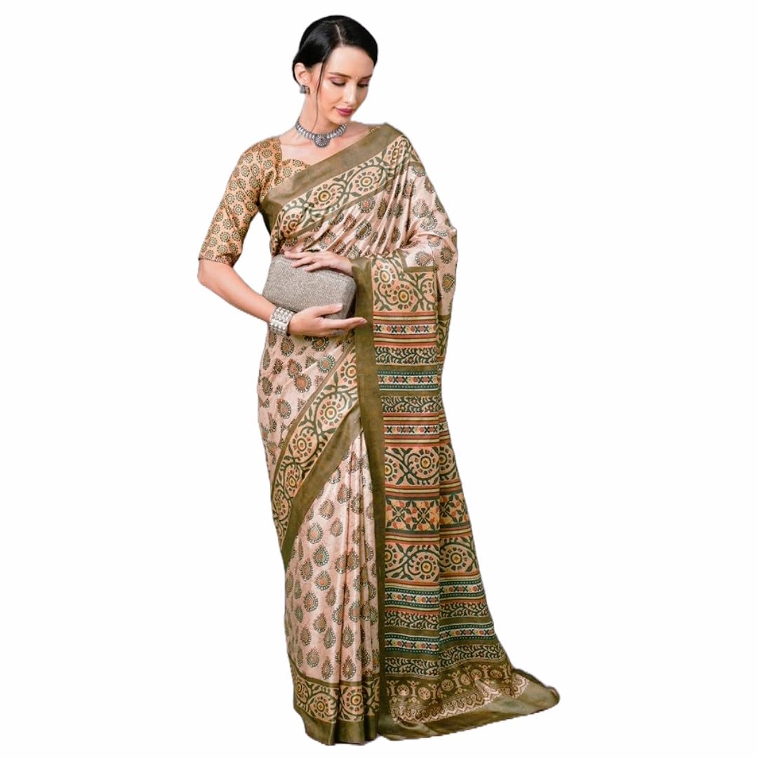 Women Art Silk Saree with Unstitched Blouse Piece | Ladies Traditional Wedding Festival Party Dress