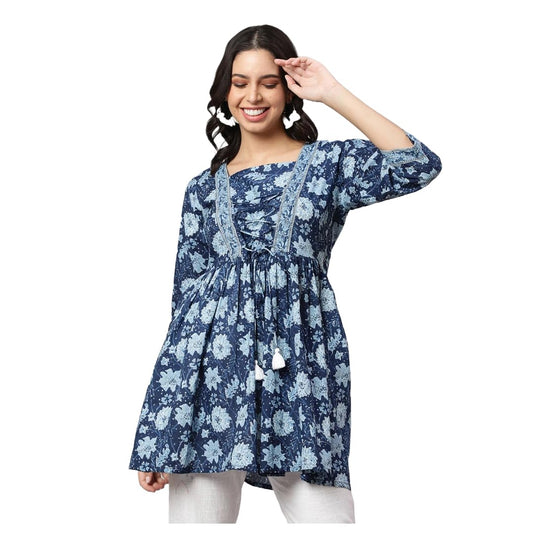 Women Embriodered Printed A-Line Top | Ladies Kurti Kurta Ethnic Tunic Shirt | Ready to Wear for Casual Formal Look