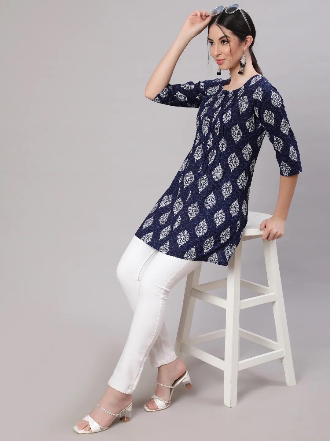 Women Printed Straight Tunic Top | Ladies Kurti Kurta Blouse T-shirt | Ethnic Traditional Ready to Wear