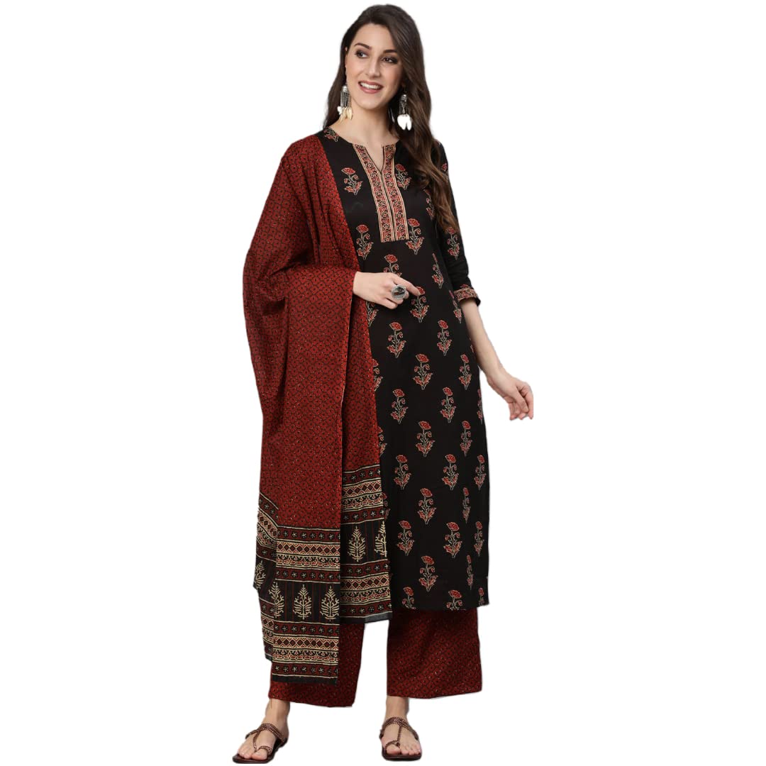 Women Kurta with Dupatta and Palazzo Set | Ladies Top Kurti Kameez Salwar Suit Bottom Pant | Ethnic Indian Pakistani Party Dress | Festive Traditional Ready to Wear