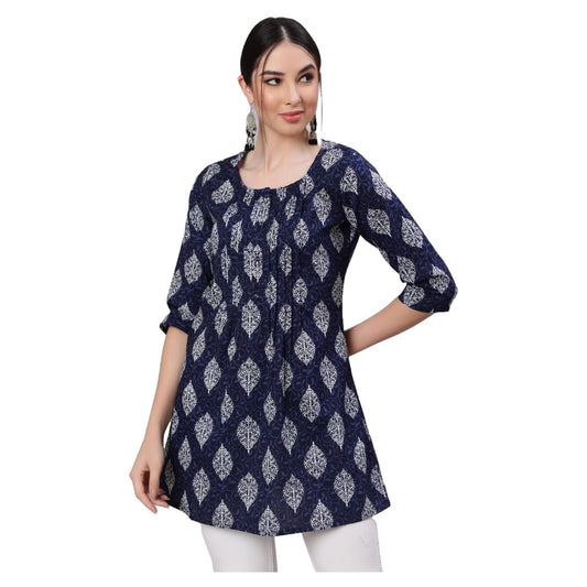 Women Printed Straight Tunic Top | Ladies Kurti Kurta Blouse T-shirt | Ethnic Traditional Ready to Wear