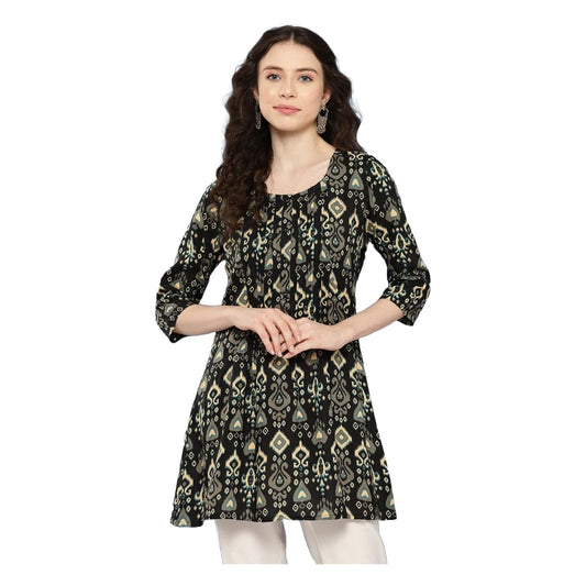 Women Printed Straight Tunic Top | Ladies Kurti Kurta Blouse T-shirt | Ethnic Traditional Ready to Wear