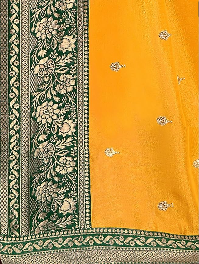 Women Zari Silk Blend Saree with Unstitched Blouse Piece | Ladies Traditional Wedding Festival Party Dress