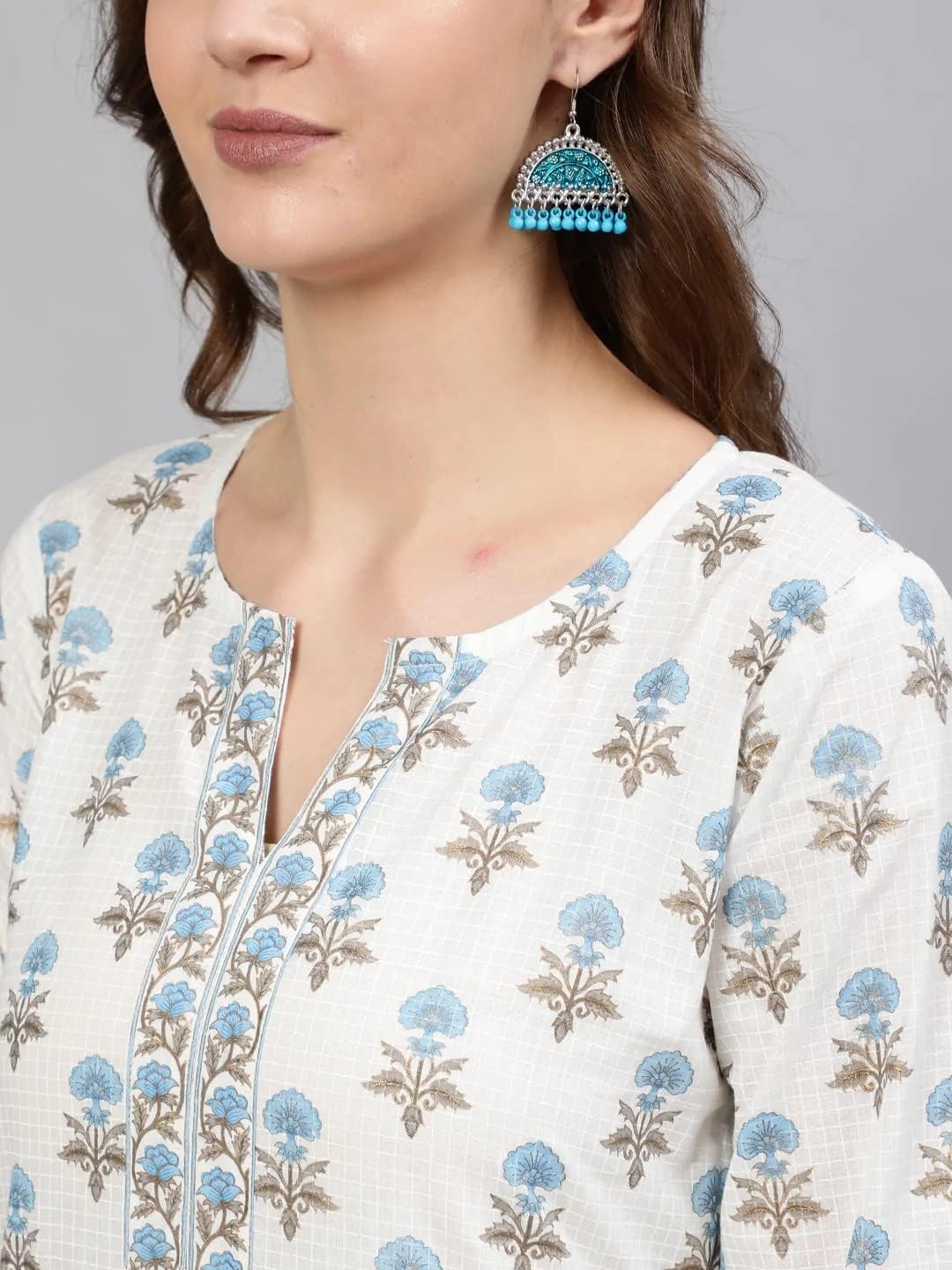 Women Printed Straight Kurti | Ladies Kurta Blouse T-shirt Tunic Top | Ethnic Traditional Ready to Wear
