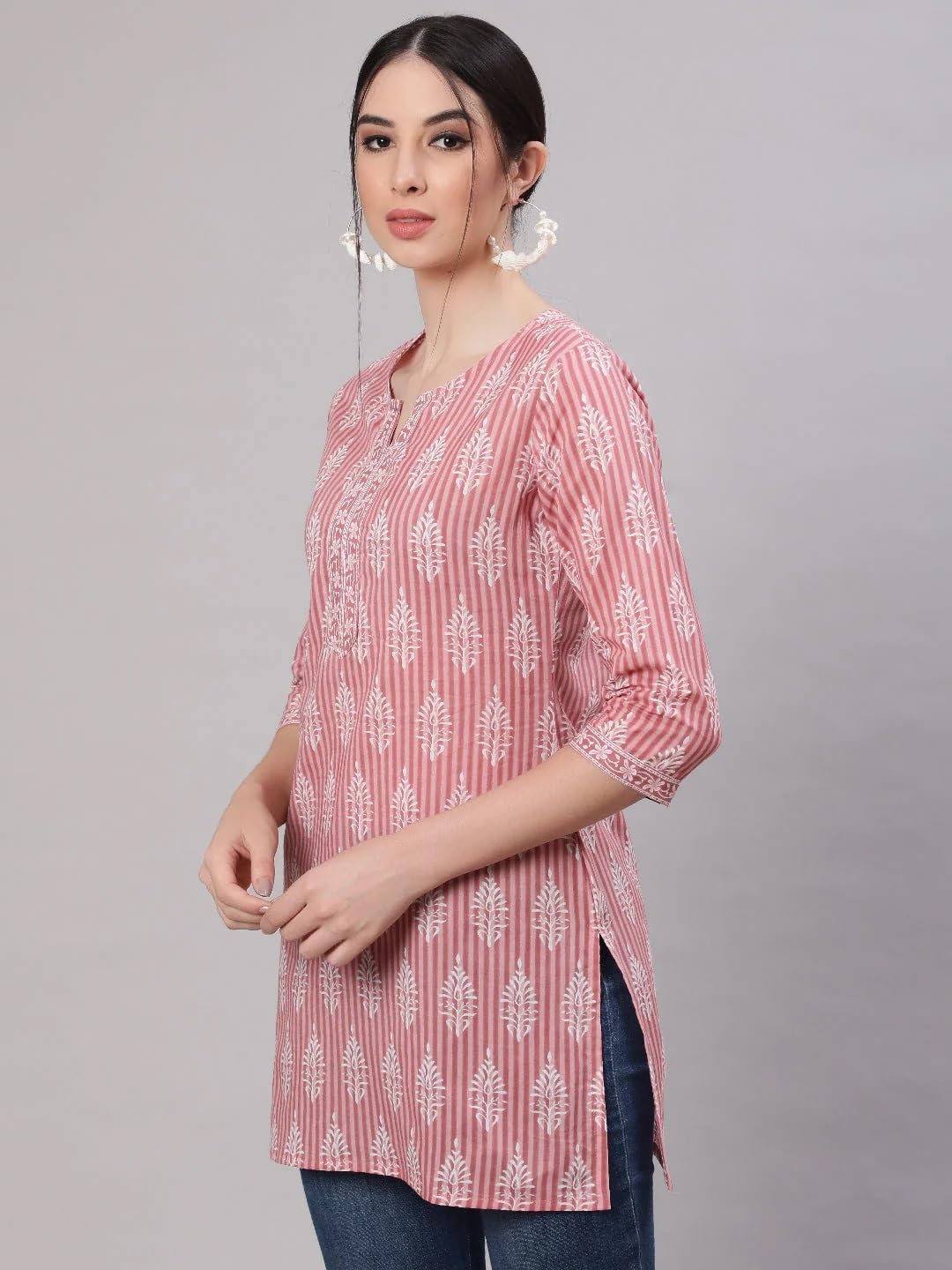 Women Embriodered Printed A-Line Top | Ladies Kurti Kurta Ethnic Tunic Shirt | Ready to Wear for Casual Formal Look