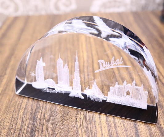 Crystal Glass 3D Model Paperweight Laser Engraving Figurines Dubai Souvenirs Table Decorations Gift Packing (White_1)